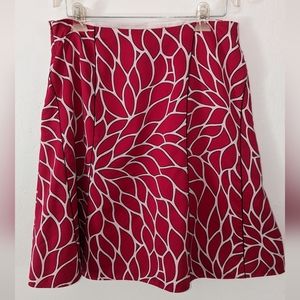 Ann Taylor magenta floral print cotton silk blend A-line skirt size 10